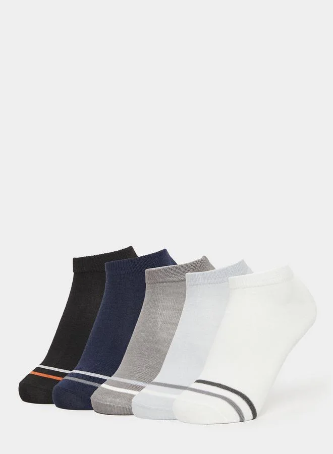 ستايلي طقم 5 أزواج جوارب كاحل بتفاصيل مخططة